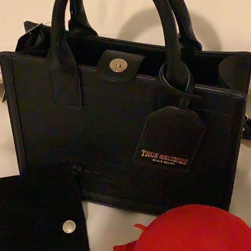True Religion Black Leather satchel new with tag